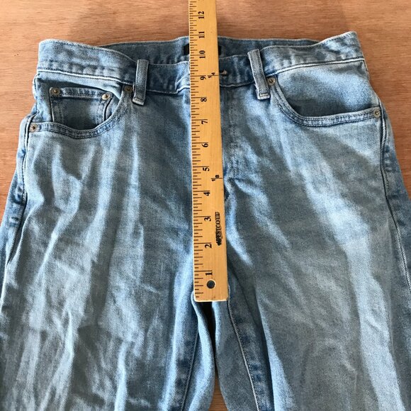 Uniqlo Slim Straight Jeans Women 28 Blue Mid Rise Kaihara Fabric Stretch Preppy - Picture 9 of 13